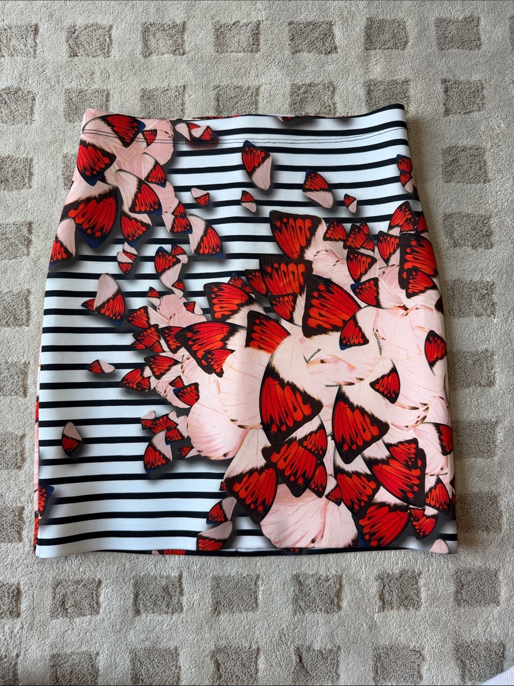 Clover Canyon Butterfly and Stripes Neoprene Skirt